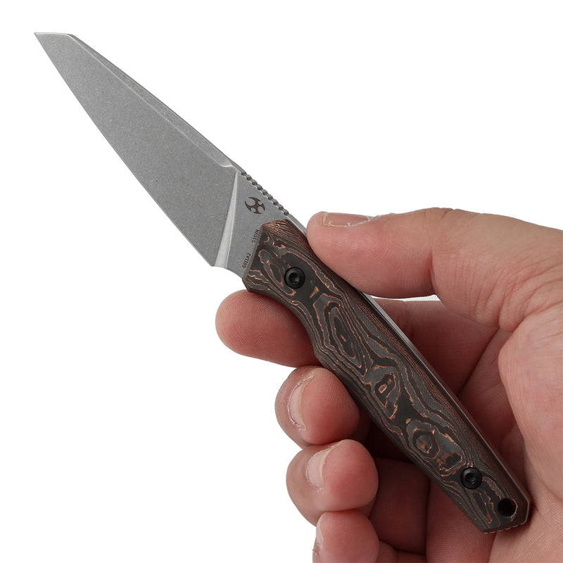 KANSEPT Fixed Blade Parr Copper Carbon Fiber Handle (3.12" CPM S35VN Blade) with Jonathan Styles Design-G011A2