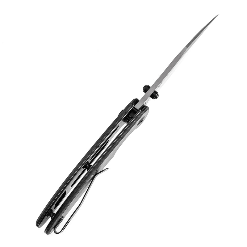 KANSEPT Nesstreet Button Lock Twill Carbon Fiber Handle(3.58" Damascus Blade) with Karambit Maker design-K1039F6