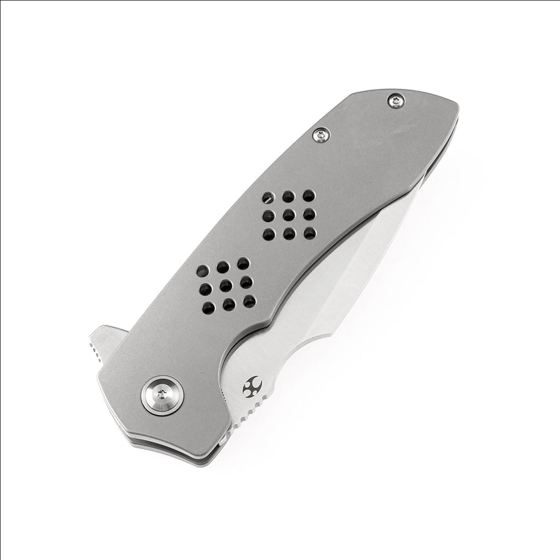 KANSEPT Entity Satin CPM-S35VN Blade Bead Blasted Titanium Handle with Nalu Knives design- K1036A1