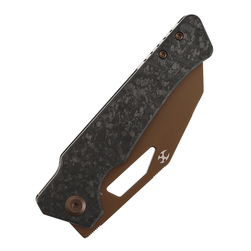 KANSEPT Egress Front Flipper Shred Carbon Fiber Handle (3.47" Rose Gold Coated CPM S35VN Blade) Nitch Designs-K1033A3