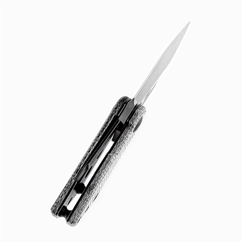 KANSEPT RIO Flipper Knife Black Micarta Handle (1.56'' Damascus Blade) 4T5 Design-K3044D1