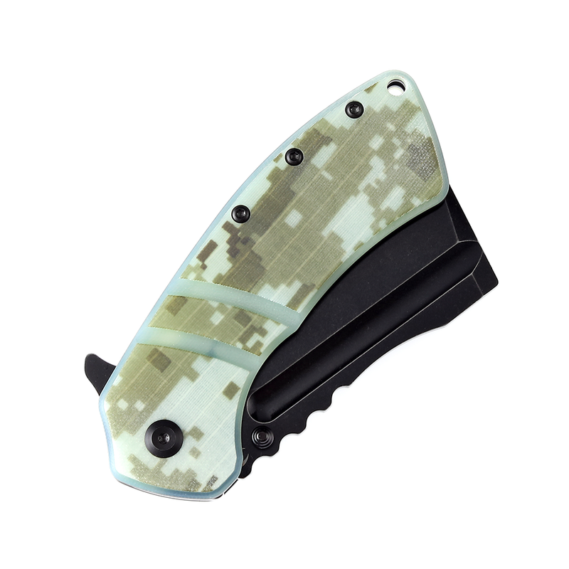 XL Korvid T1030B2 Black Stonewashed 154CM Blade Jade and Camouflage G10 Handle Designed by Koch Tools