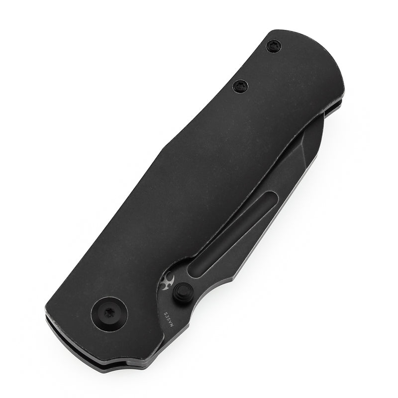 KANSEPT Dreadnaught Thumb Stubs Blackwash Titanium Handle (3.49''CPM S35VN Blade ) Daniel Sparhawk Design -K1082A2