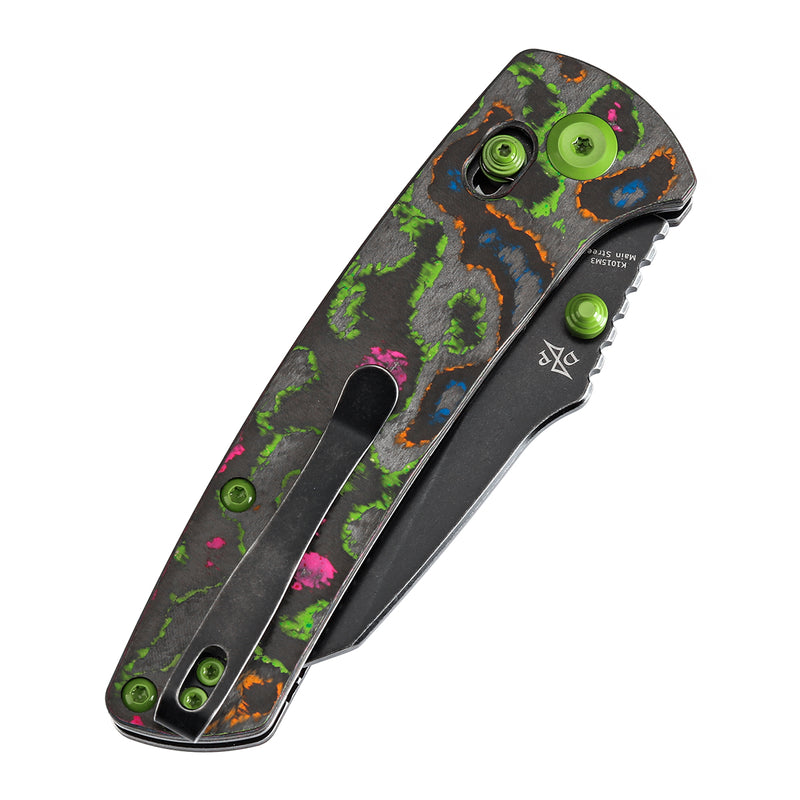 KANSEPT Main Street Thumb Studs/Crossbar Lock Knife 80S Camo Carbon Fiber Handle(3.36''CPM S35VN Blade) Dirk Pinkerton Design-K1015M3