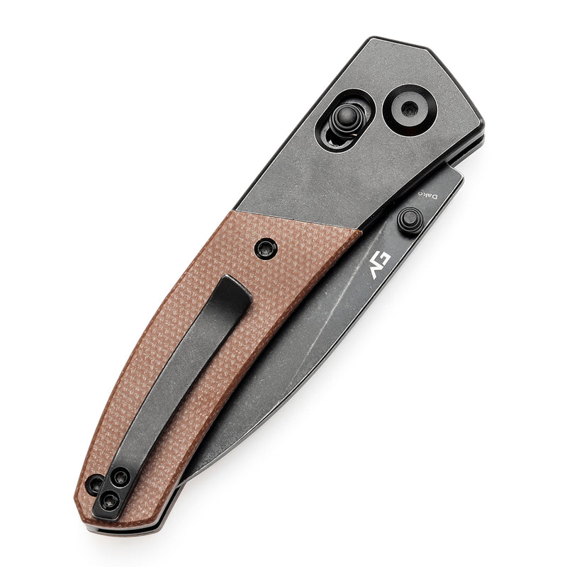 KANSEPT Dako Cross Bar Lock Titanium with Brown Micarta Handle (3.19“ CPM S35VN Blade) with Eddy M Design-K1101V6