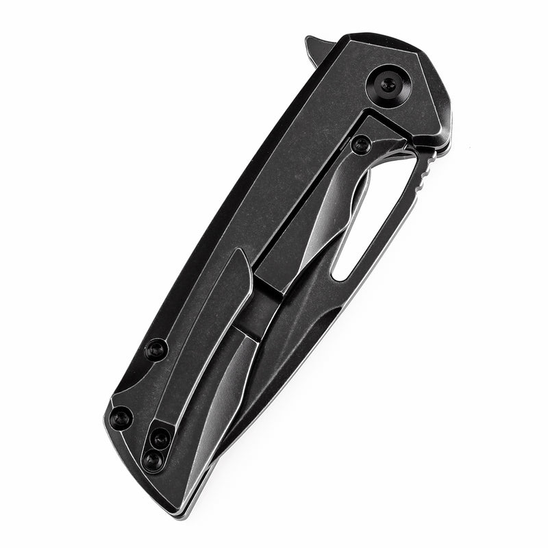KANSEPT Mini Kryo Thumb Hole Blackwash Titanium Handle (2.9" CPM S35VN  Blade) Kim Ning Design-K2001S1
