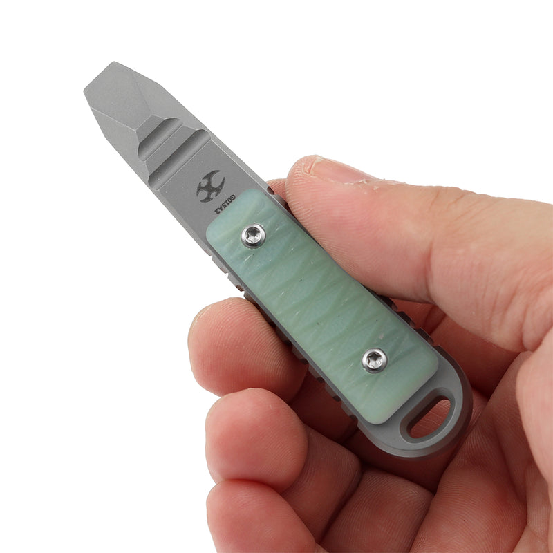 Kansept EDC Kursor Plain Titanium+Jade G10 with Tsukamaki-Inspired Pattern Designed by Koch Tools-G015A2