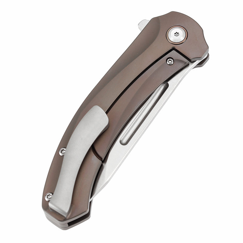 KANSEPT Hira Flipper Bronze Anodized Titanium Handle (3.46" CPM S35VN Blade) with Marco Knives Design-K1090A2