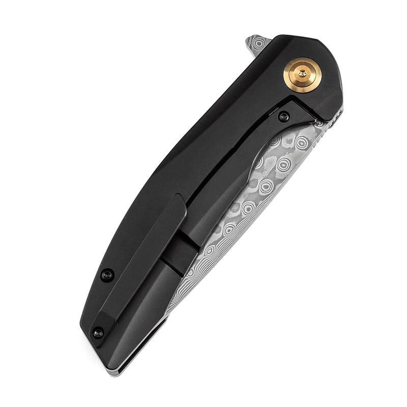 KANSEPT Accipiter Titanium and Copper Carbon Fiber Handle (3.50" Damascus Blade) Kim Ning Design-K1007E4