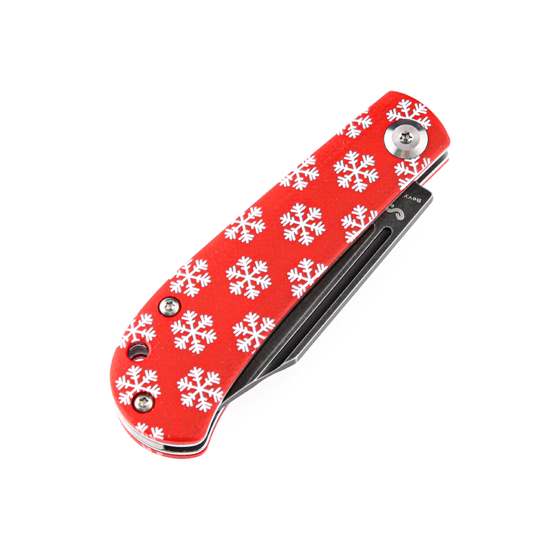 KANSEPT Bevy Slip Joint Knife Red G10 Snowflake Print Handle (2.9'' 154CM Blade) Nick Swan Design-T2026SC