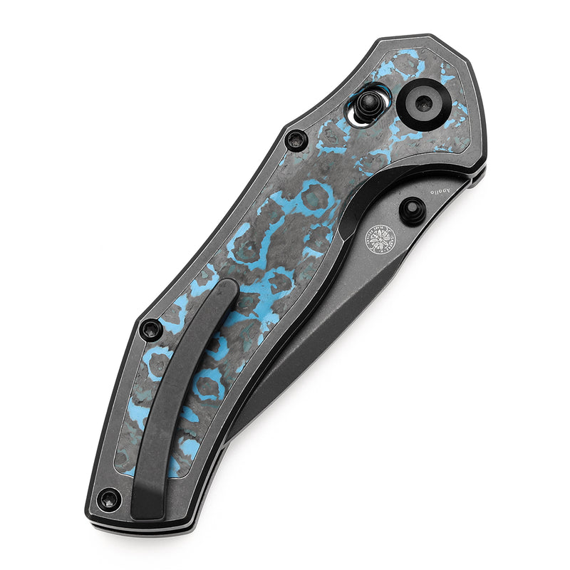 KANSEPT Apollo Cross Bar Lock Blackwash Titanium with Arctic Storm Fatcarbon Handle (3.11“ CPM S35VN Blade) with War Blades Design-K2107V2