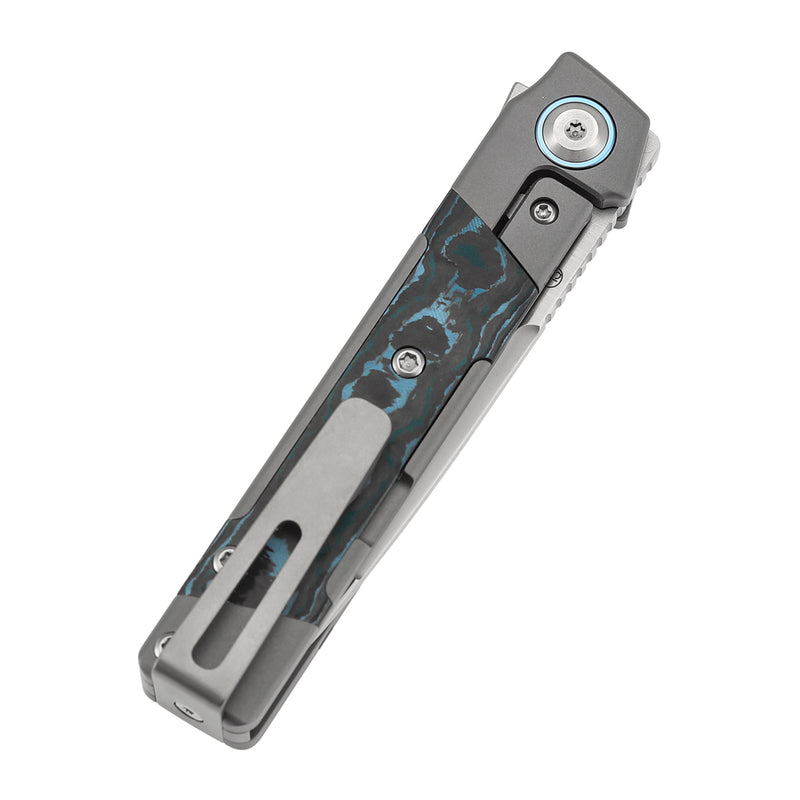 KANSEPT Kitpu Flipper Stonewashed Titanium with Artic Storm Fatcarbon (2.9" Satin CPM 20CV) Jonathan Styles Design- K2123A2