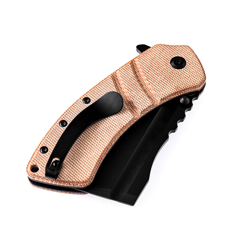 KANSEPT Thumb Stub XL Korvid Brown Micarta Handle (3.55'' 154CM Blade) Designed by Koch Tools-T1030A2