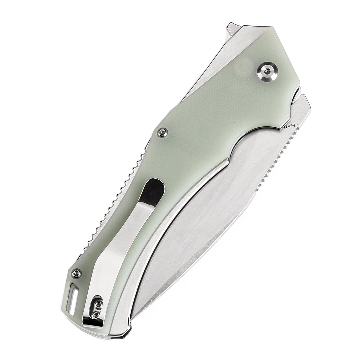 KANSEPT Hellx Button Lock Jade G10 Handle (3.6''D2 Blade ) Mikkel