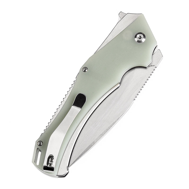 KANSEPT Hellx Button Lock Jade G10 Handle (3.6''D2 Blade ) Mikkel Willumsen Design - T1008F5