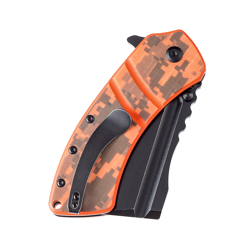 XL Korvid T1030B3 Black Stonewashed 154CM Blade Orange and Camouflage G10 Handle Designed by Koch Tools