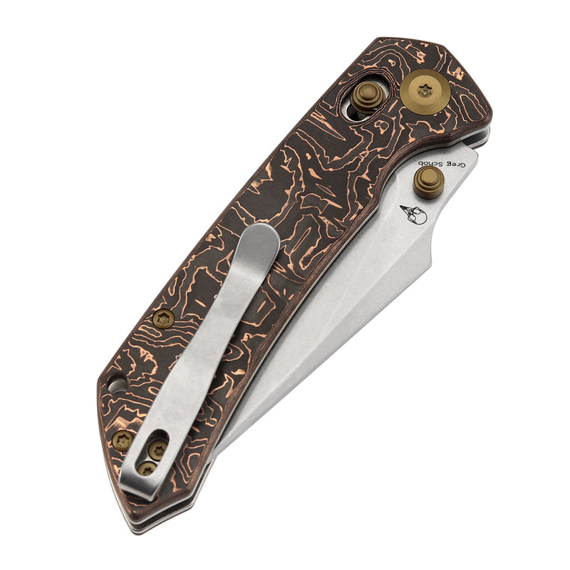 KANSEPT Fenrir Crossbar Lock Knife Copper Carbon Fiber Handle (3.48'' CPM S35VN Blade) Greg Schob Design - K1034V3