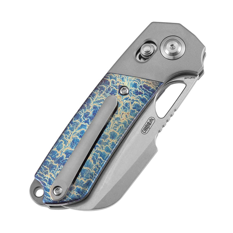 Kansept Nahual | Crossbar Lock | Beadblasted Titanium & Lightning Strike Finish Ti | 2.95" Magnacut Blade | Javier Garcia Design | K2125V5