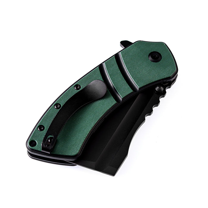 KANSEPT XL Korvid Flipper Knife Green and Black G10 Handle(3.55'' 154CM Blade)Koch Tools Design-T1030A1