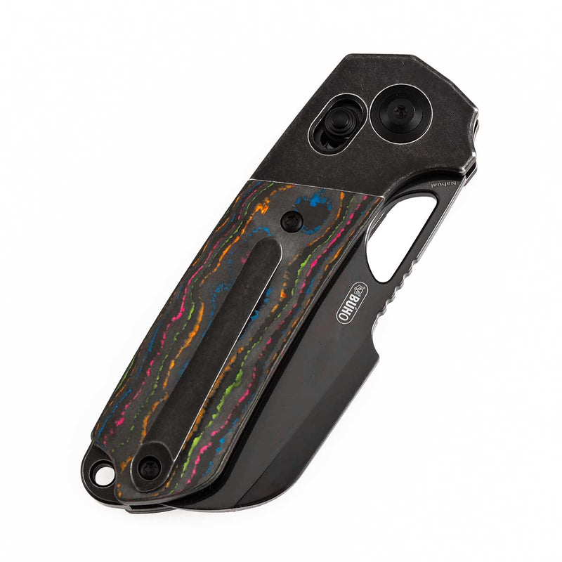 KANSEPT Nahual Crossbar Lock Knife Blackwash Titanium with 80S Camo CarbonHandle(2.95" Mirror DLC  Magnacut Blade) Javier Garcia Design-K2125V1