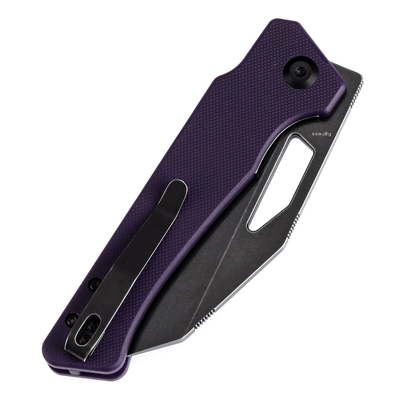 KANSEPT Egress T1033A3 Black Stonewashed 14C28N Purple G10 Handle with Nitch Designs Design