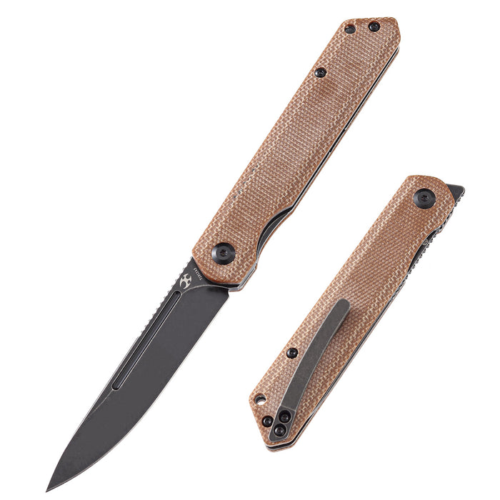 KANSEPT Prickle Flipper Knife Brown Micarta Handle (3.53''154CM Blade) Max Tkachuk Design-T1012A5