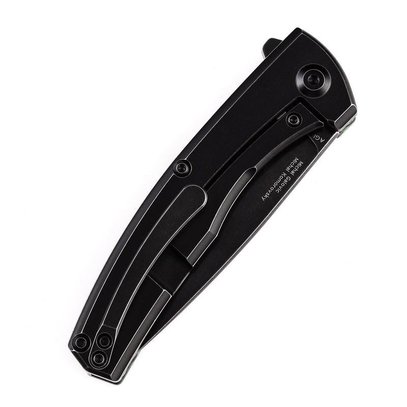 KANSEPT AGI Flipper Knife  Green Carbon Fiber + Titanium Handle (2.94''CPM S35VN Blade) Michal Galovic & Michal Komorovsky Design-K2037A4