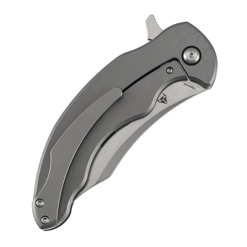 KANSEPT Gilgamesh Flipper Twill Carbon Fiber & G10 with Stonewashed Titanium Handle ( 3.75" CPM S35VN Blade) Andreas Goltz Designed- K1128A1