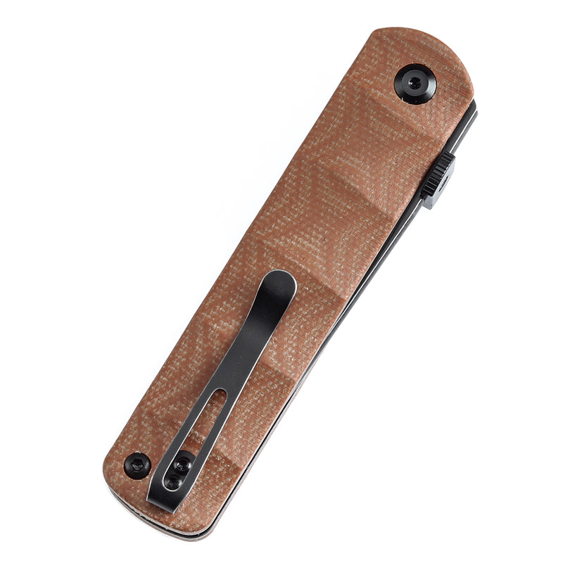 KANSEPT BTF Thumb Disc Knife Brown Micarta Handle (3.24'' CPM S35VN Blade)Rolf Helbig-K1064A5