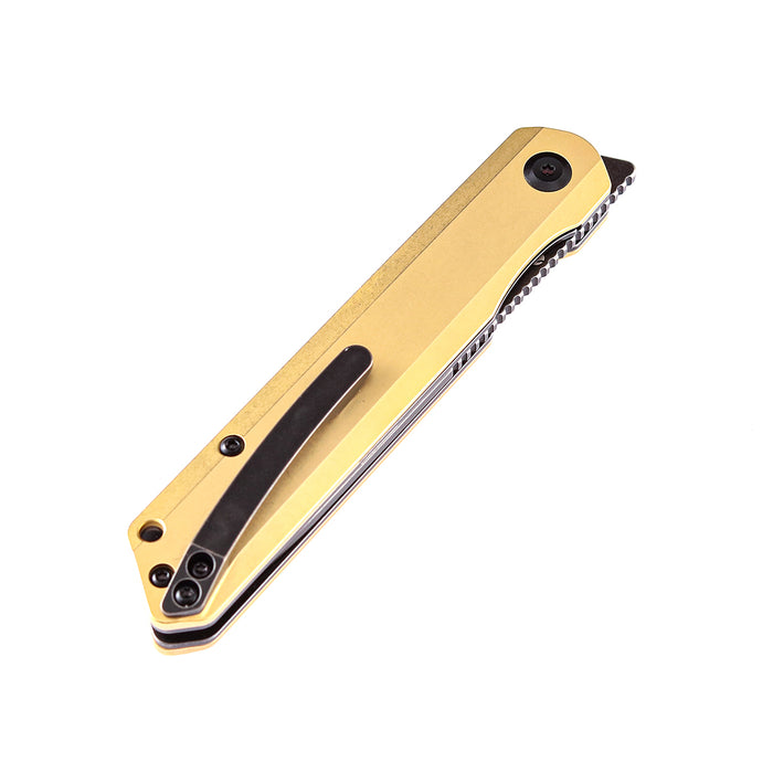 KANSEPT Prickle Flipper Knife Brass Handle (3.53"CPM-S35VN Blade)Max Tkachuk Design -K1012B1
