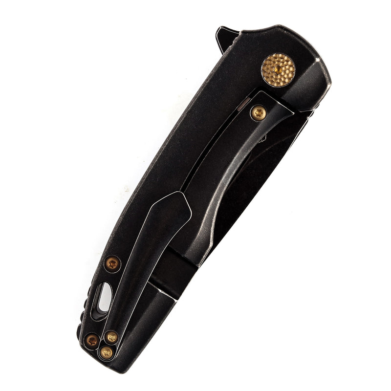 KANSEPT Cassowary Flipper Knife Blackwash Titanium Handle (2.9'' CPM-S35VN Blade) Koch Tools -K2065A1