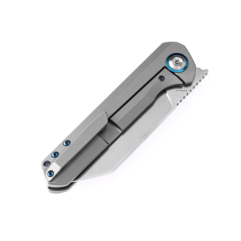 KANSEPT Bulldozer Front Flipper Plain Titanium Handle (3.56" CPM-20CV Blade)Kim Ning Design-K1028A1