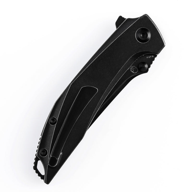 KANSEPT Baku Flipper/Thumb Hole Knife Titanium + Black White Carbon Fiber Inlay Handle (3.2'' CPM-S35VN Blade) Sparrow Knife Co Design -K1056A6