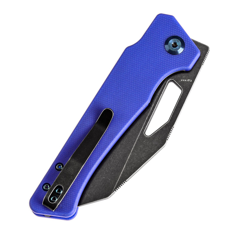 KANSEPT Egress T1033A2 Black Stonewashed 14C28N Blue G10 Handle with Nitch Designs Design