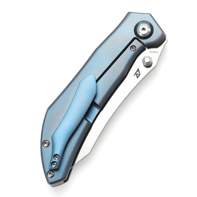 KANSEPT Tipper Thumb Stub Knife Blue Anodized Titanium Handle(3.38'' CPM S35VN Blade)Edgy Bladeworks Design-K1079A1