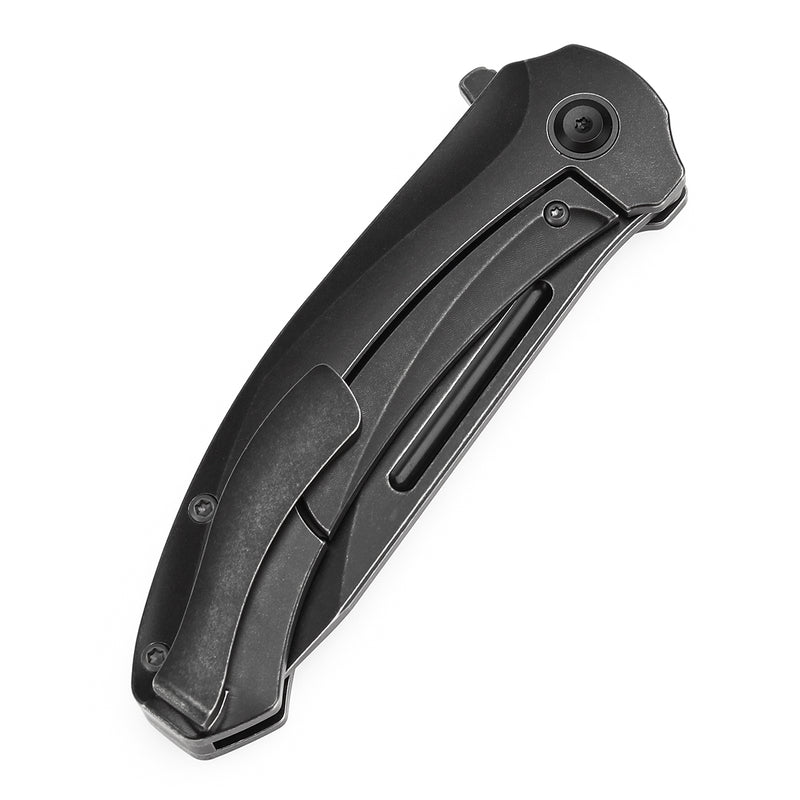 KANSEPT Hira Flipper Blackwash Titanium Handle (3.46" CPM S35VN Blade) with Marco Knives Design-K1090A1