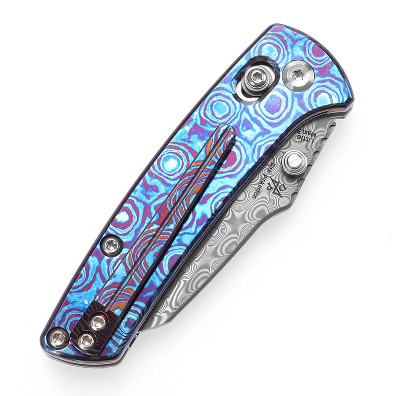 KANSEPT Little Main Street Cross Bar Lock Timascus Handle (2.26'' Damascus Blade) Dirk Pinkerton Design-K2015V3