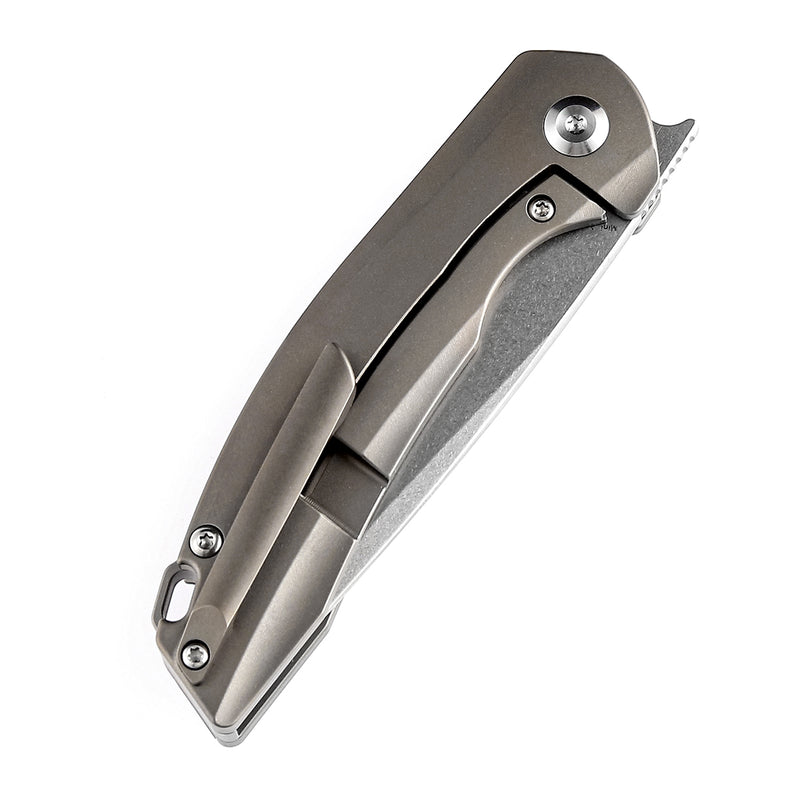 KANSEPT Mini  Accipiter Front Flipper Knife  Rose Pattern Carbon Fiber+ Titanium (2.9"CPM S35VN Blade) Kim Ning Design-K2007A8