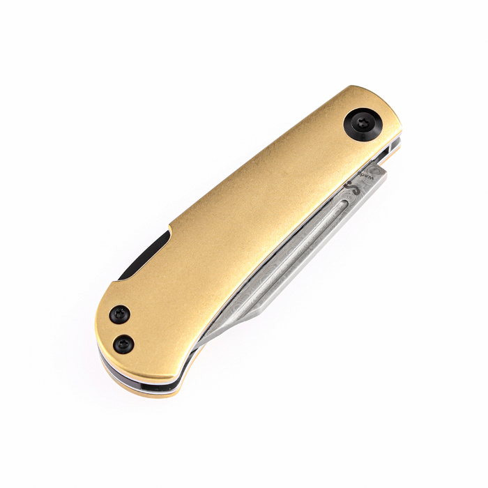 KANSEPT Wedge Back Lock Knife Brass Handle (2.9'' Damascus Blade) Nick Swan Design-K2026BB1