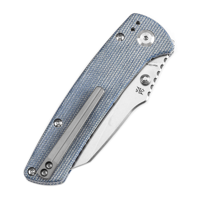 KANSEPT Main Street Thumb Stubs Blue Micarta Handle (3.36'' 154CM Blade) Dirk Pinkerton Design-T1015E5