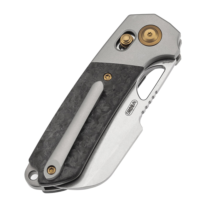 KANSEPT Nahual Crossbar Lock Knife Beadblasted Titanium with Shred Carbon Fiber Handle(2.95" Magnacut Blade)Javier Garcia Design-K2125V2