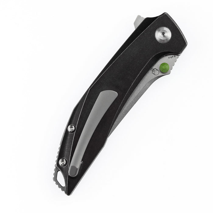 KANSEPT Baku Flipper/Thumb Hole Knife Titanium + Green Carbon Fiber Inlay Handle (3.2'' CPM-S35VN Blade) Sparrow Knife Co Design -K1056A7