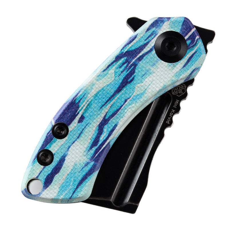 KANSEPT Mini Korvid  Flipper Knife Jade G10 with Icicle Camo Handle (1.45'' 154CM Blade) Koch Tools Design-T3030C2