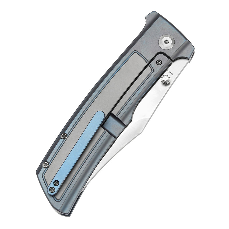 KANSEPT Bison Thumb Stub Blue Anodized Titanium Handle (4.25" CPM S35VN Blade) with Ray Laconico Knives Design-K1108B2
