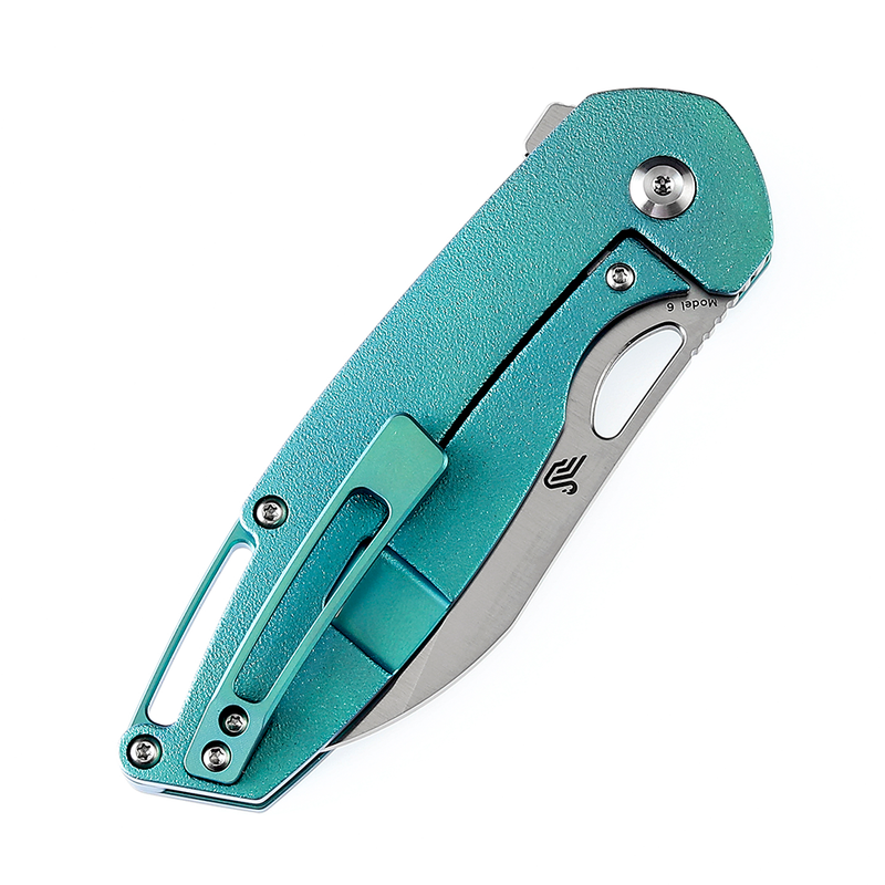 Model 6 K1022B7 Satin CPM-S35VN Blade Green Anodized Orange Peel Titanium Handle Designed  by Nick Swan