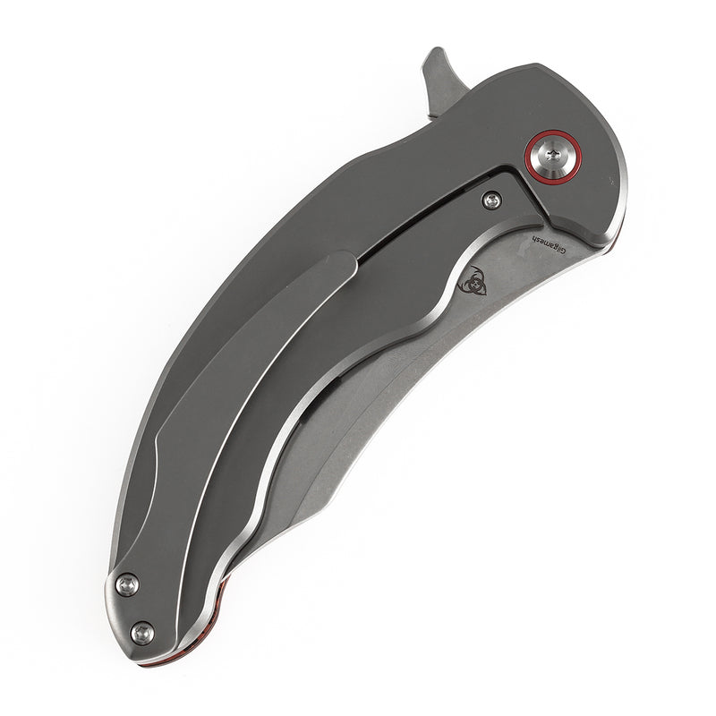 KANSEPT Gilgamesh Flipper MarsValley FatCarbon Fiber with Beadblasted Titanium Handle ( 3.75" CPM S35VN Blade) Andreas Goltz Designed- K1128A2