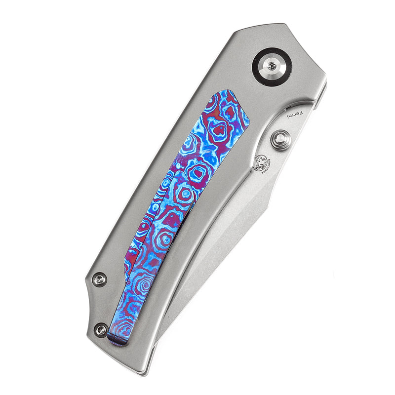 KANSEPT Fermi Timascus Handle (3.11" CPM 20CV Blade) Burchtree Designs-K1122A4