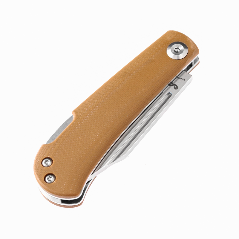 KANSEPT Wedge Back Lock Knife Yellowish-Brown G10 Handle (2.45'' 154CM Blade) Nick Swan Design-T2026B9