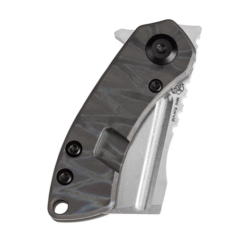 KANSEPT Mini Korvid Flipper knife Tiger Stripe Flamed Titanium Handle (1.45'' CPM-S35VN Blade ) Koch Tools Design-K3030A9