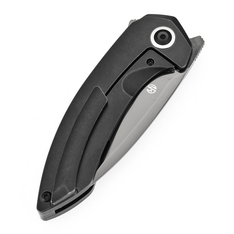 ODD 21 Frame Lock Blackwash Titanium with Bronze Anodized Holes Handale (3.08'' Mirror DLC CPM20CV Blade with Tuff Knives Design K1077A6